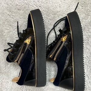 Giuseppe Zanotti Black Sneakers with Gold Details